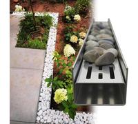 AVLLSO Canaletta scolo Acqua Esterno Giardino Terrazza Canale di drenaggio Lunghezza 1.2m, Progetto di Occultamento Pieno di ciottoli, Paesaggio Patio Commerciale(8 PCS,WxH 150x50mm)