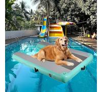 AVLLSO Piattaforma Gonfiabile del Dock del Galleggiante della Piscina del Cane, Impermeabile rampa d'Acqua per Animali Domestici per Cani Fino a 132LBS, Cane pontone Barca Scala PVC(Green)