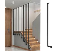 AVLLSO Ringhiera per Scale Acciaio Scala di Tipo L Passi Banisters Post per Le Ville Coperte, Loft e Appartamenti, Palo di Supporto di Guardia Montato lateralmente(Black,H-125cm(4.1ft))