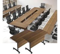 AVLLSO Scrivania da ufficio Tavolo mobile pieghevole per sala conferenze con ruote piroettanti, Tavolo da riunione mobile moderno per l'ufficio, la reception e la formazione in aula.(2pcs)