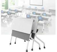 AVLLSO Tavolo da Studio Pieghevole 2 4 6 confezione Tabla di riunione pieghevole modulare con ruote di blocco, Tavolo di allenamento mobile rettangolare Flip Top(2pack)