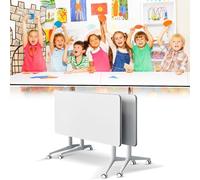 AVLLSO Tavolo Formazione Moderno Bianco Pieghevole con Ruote - Scrivania Mobile per Aule, Sale Riunione e Case(2pcs)