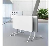 AVLLSO Tavolo Ufficio Piehevole Bianco con Ruote - Scrivania Moderna per Aziende, Sale Riunioni e Formazione(2pcs,63in)