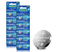 avmzvo Batterie a bottone CR1220, 10 pezzi, batteria al litio da 3 V, a prova di perdite, lunga durata, confezione sicura per bambini