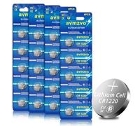 avmzvo Batterie a bottone CR1220, 20 pezzi, batteria al litio da 3 V, a prova di perdite, lunga durata, confezione sicura per bambini
