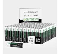 avmzvo Batterie AA 100 pezzi, batterie LR6 1,5 V alcaline, potenza duratura, ad alte prestazioni, può essere utilizzata per giocattoli, sveglie e altri dispositivi elettronici【10 anni di garanzia】