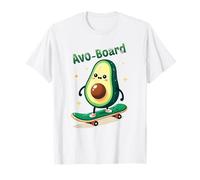 Avo-Board Funny Avocado su uno skateboard Vegan Food Ragazzo Bambini Maglietta