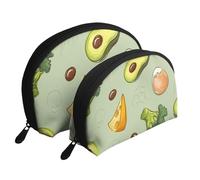 Avocado al formaggio broccoli Doodle, Borsa per trucco a conchiglia Portamonete da donna Borsa da toilette piccola Borsa per cosmetici 2 pezzi