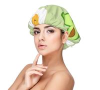 Avocado carino e pane tostato e uovo fritto,Cuffia da notte in raso per adulti - Cuffia da notte elastica per donna, copricapelli per la notte