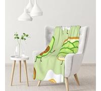Avocado carino, pane tostato e uovo fritto,Coperta morbida, calda, anti-pilling, in flanella, peluche, 76 x 102 cm