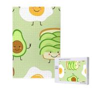Avocado carino, pane tostato e uovo fritto,Puzzle in legno da 1000 pezzi per adulti e adolescenti