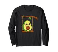 Avocado Carino su Altalena Cartone Animato Divertente nutrizione Maglia a Manica