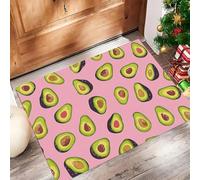 Avocado Carino Zerbino Trappola Sporco, Tappetino Antiscivolo Lavabile In Lavatrice, Stile Cartone Animato, Zerbino D'Ingresso Soft And Comfortable Per Cane, Ingresso, Port, 60 X 90 Cm Rosa