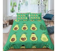 Avocado charactersSet Di Copripiumino morbida Set di 3 Pezzi stampa 3D cerniera nascosta Cartoon fun design copripiumino incluso federe aiosa ultra morbido e traspirante for bambini Double（200x200cm）
