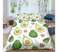 Avocado cute designcopripiumino Set di 3 Pezzi stampa 3D cerniera nascosta Cartoon food pattern Set Di Copripiumino incluso federe per cuscini aiosa for bambini e adolescenti Super king（260x220cm）