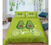 Avocado duoSet Di Copripiumino ultra microfibra Set di 3 Pezzi stampa di 3D con cerniera cartoon fun style copripiumino con federe traspirante ultra morbido for coppie Super king（260x220cm）
