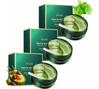 Avocado Eye Mask, 30Pairs Avocado Moisturizing Collagen Eye Mask, Under Eye Patches for Puffy Eyes and Dark Circles, Naturally Hydrating Formula (3Box)