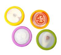 Avocado Keeper, Silicone Tomato Holder,12.5x12.5x2.6cm/4.92x4.92x1.02 Inches Freshness Preserving Container, Reusable Food Saver, Set of 4 for Lemon, Garlic, Pepper, Fridge Storage