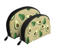 Avocado Punto Marrone, Borsa per trucco a conchiglia Portamonete da donna Borsa da toilette piccola Borsa per cosmetici 2 pezzi