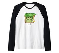 Avocado Toast Hipster Occhiali Capelli Uovo Sacchetto Guacamole Maglia con Maniche Raglan