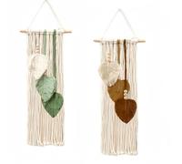 Avoik 2 arazzi da parete in macramè, fatti a mano, in macramè, per camera da letto, soggiorno, cameretta dei bambini, matrimonio, verde e marrone