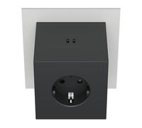 Avolt Square 2 Multipresa USB-C - Presa Multipla Design Scandinavo con 3 Prese e 2 Porte USB-C (30W) - Cubo Elettrico Elegante per Ufficio e Casa - Ciabatta Moderna da Parete (Nero)