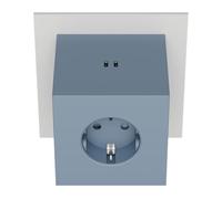 Avolt Square 2 Multipresa USB-C - Presa Multipla Design Scandinavo con 3 Prese e 2 Porte USB-C (30W) - Cubo Elettrico Elegante per Ufficio e Casa - Ciabatta Moderna da Parete (Blu)