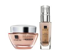 AVON Anew Skin Renewal Power Duo Crema 50ml e Siero 30ml | Trattamento Rigenerante con Protinol e Niacinamide | Illuminante Levigante Anti Età per Pelle Matura del Viso