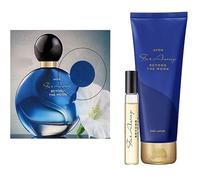 Avon Set 1 profumo Far Away Beyond The Moon da 50 ml, 1 spray tascabile da 10 ml e 1 lozione per il corpo da 125 ml con legno di sandalo, ciliegia selvatica Belle de Nuit per donna profumo intenso