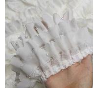 Avorio Perline Chiffon Frangia 3 Strati Plissettato Manichino Pizzo Orlo Polsino