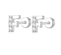 AVOTTO Orecchini a perno in argento Sterling S925 con retro piatto, ipoallergenici, con 26 lettere dalla A alla Z, piccoli errori, in argento, per donne, ragazze, mamma, figlia, sorella, amica, regalo
