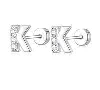 AVOTTO Orecchini a perno in argento Sterling S925 con retro piatto, ipoallergenici, con 26 lettere dalla A alla Z, piccoli errori, in argento, per donne, ragazze, mamma, figlia, sorella, amica, regalo