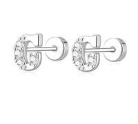 AVOTTO Orecchini a perno in argento Sterling S925 con retro piatto, ipoallergenici, con 26 lettere dalla A alla Z, piccoli errori, in argento, per donne, ragazze, mamma, figlia, sorella, amica, regalo