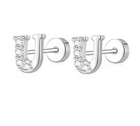 AVOTTO Orecchini a perno in argento Sterling S925 con retro piatto, ipoallergenici, con 26 lettere dalla A alla Z, piccoli errori, in argento, per donne, ragazze, mamma, figlia, sorella, amica, regalo