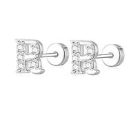 AVOTTO Orecchini a perno in argento Sterling S925 con retro piatto, ipoallergenici, con 26 lettere dalla A alla Z, piccoli errori, in argento, per donne, ragazze, mamma, figlia, sorella, amica, regalo