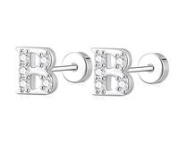 AVOTTO Orecchini a perno in argento Sterling S925 con retro piatto, ipoallergenici, con 26 lettere dalla A alla Z, piccoli errori, in argento, per donne, ragazze, mamma, figlia, sorella, amica, regalo