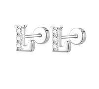 AVOTTO Orecchini a perno in argento Sterling S925 con retro piatto, ipoallergenici, con 26 lettere dalla A alla Z, piccoli errori, in argento, per donne, ragazze, mamma, figlia, sorella, amica, regalo