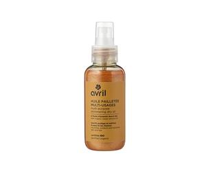 Avril - Olio glitterato multiuso biologico - Olio di mandorla dolce bio - Pelle e capelli - nutre e protegge - 97% di origine naturale - Certificato Bio Ecocert - Made in France - Spray 100ml