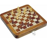 Avs Stores Wooden Magnetic Travel Chess Set-Ultimate 18cm Inch Classic Wooden Travel Chess Set with Magnetic Staunton Pieces and Folding Game Board
