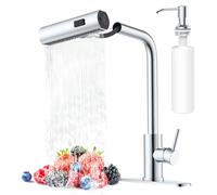 AVSIILE Rubinetto da cucina con spruzzatore estraibile, rubinetto cromato a cascata a foro singolo in acciaio inox, rubinetti per lavello da cucina moderni commerciali per lavelli da cucina con