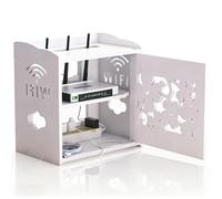 AVSMGP Contenitore per Router, Mobiletto per Modem WiFi con Sistema di Ventilazione E Gestione dei Cavi Organizzatore Multiuso in Legno per Home Entertainment Center, Ufficio E Soggiorno