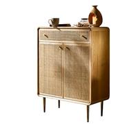 AVSMGP Scarpiera in legno di rattan con cassetto, moderna scarpiera chiusa per camera da letto, aula, sala da pranzo, garage, corridoio, casa, ufficio, soluzione salvaspazio, legno