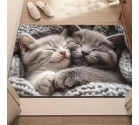 AVSMGP Tappetino con Illusione Ottica 3D A Forma di Gatto Tappeti Rettangolari in Misto Cotone Moderni Tappeti A Pelo Corto Lavorati A Maglia per Uso Interno/Esterno,D,1'8"x2'7"/50x80cm