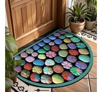 AVSMGP Tappeto Con Illusione Ottica 3D Effetto Ciottolato, Tappetino Semicircolare A Pelo Corto- Velluto Lavabile E Antiscivolo Per Soggiorno, Camera Da Letto, Ingresso,B,120×160CM/5'3" x 3'11"