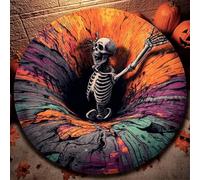 AVSMGP Tappeto Di Halloween Con Illusione 3D - Zerbino A Forma Di Trappola Che Cade Con Motivo A Zucca Scheletrica Per Decorazioni Per Feste E Scherzi,H,80cm (31.50")