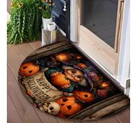 AVSMGP Zerbino 3D per Halloween, spaventoso motivo illusione ottica con zucca e fantasma, tappetino per porta d'ingresso, per interni ed esterni, decorazione per portico, D, 140 x 200 cm (55 x 78,7)