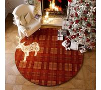 AVSMGP Zerbino Natalizio Con Effetto 3D, Tappetino Decorativo in Peluche E Effetto Spaventoso Tappeto Rotondo Trapuntato Con Babbo Natale E Gnomo Per Soggiorno, Camera Letto,F,100cm (39.37")