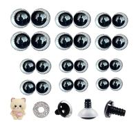 AVUELOI 24 Pezzi Occhi per Pupazzi, 10/12/14/16/18/20mm Occhi Amigurumi per Bambola Peluche Animale e Marionetta Crafting Glitterati per Peluche Orsacchiotto DIY Bambole