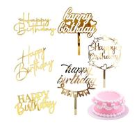 AVUELOI 6 Pezzi Topper per Torta di Compleanno, Decorare Una Glitter Acrilico Anniversari Decorazione Feste, Oro Torta Compleanno, Buon Compleanno, Gold Happy Birthday Cake Topper