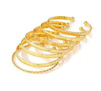 AVUELOI 7 Pezzi Bracciali Oro Indiano Multi Bracciale Ragazze Adolescenti Punk Impilabile Testurizzati Donne Nuziali Festa Gioielli Indiani Rigido Donna Acciaio Inossidabile